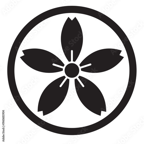 日本の伝統的な植物紋の家紋「桜紋」のイラストベクターデータ