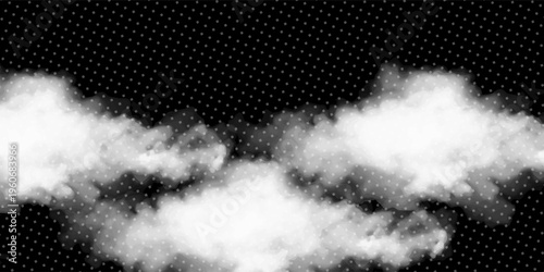 White smoke cloud with overlay effect on transparent background. Realistic border with fog. Vector illustration of smoky mist or toxic vapor on floor. Meteorological phenomenon or condensation.