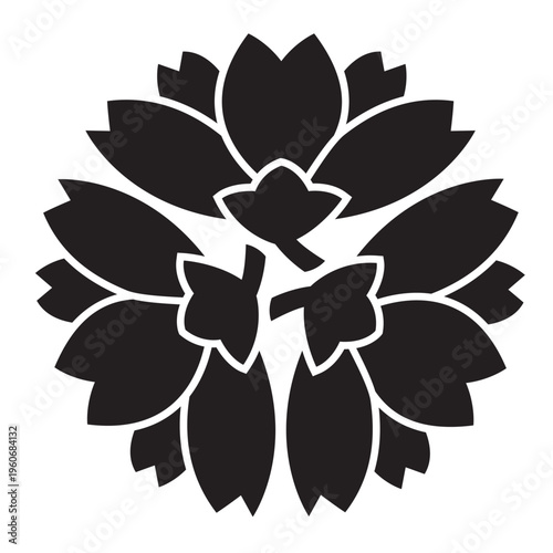 日本の伝統的な植物紋の家紋「桜紋」のイラストベクターデータ