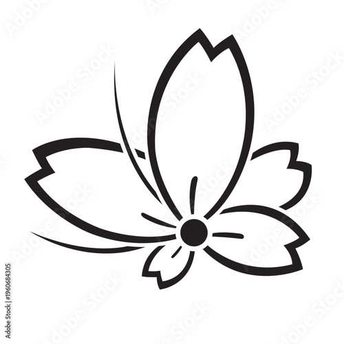 日本の伝統的な植物紋の家紋「桜紋」のイラストベクターデータ