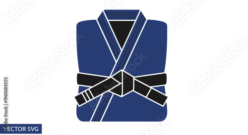 Blue Jiu Jitsu Gi with Black Belt, Martial Arts Uniform Icon