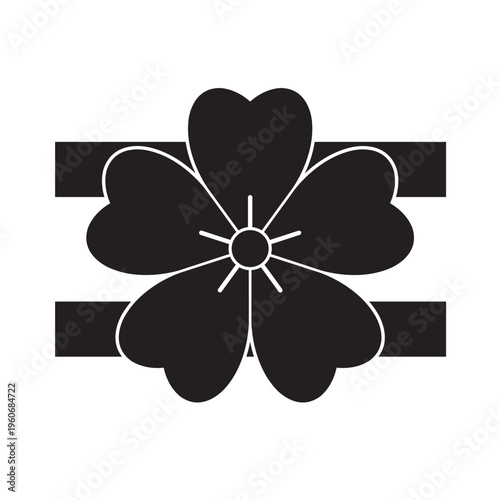 日本の伝統的な植物紋の家紋「桜紋」のイラストベクターデータ