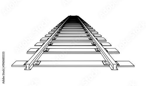 A minimalist vector illustration of a railroad track leading into the distance