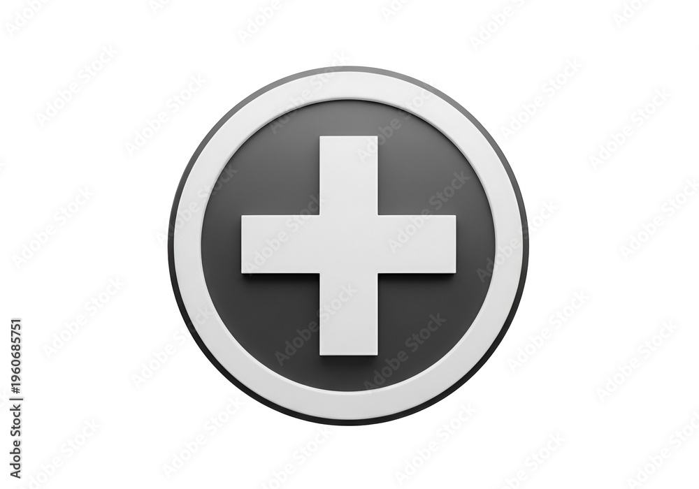 Fototapeta premium A gray and white plus sign in a circle