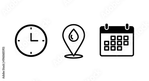 Time location and scheduling icons