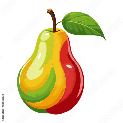 Vibrant yellow and green pear illustration for fresh garden produce and healthy organic food market - Vector Illustration