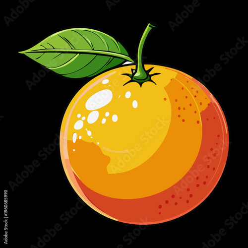 Large orange fruit with stem for organic agriculture and healthy lifestyle fresh fruit food design - Vector Illustration