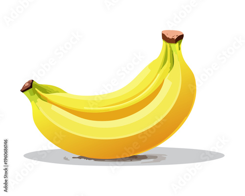 Single yellow banana for healthy organic breakfast and fresh fruit food product label design - Vector Illustration