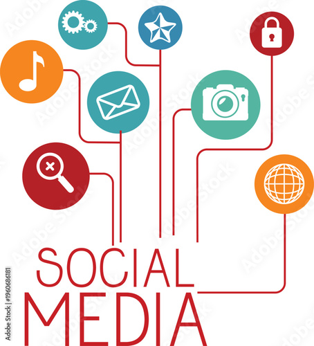 Social media and reaction icon set with emojis,likes,hearts and symbols collection with communication camera and global network elements Perfect for digital marketing, communication.