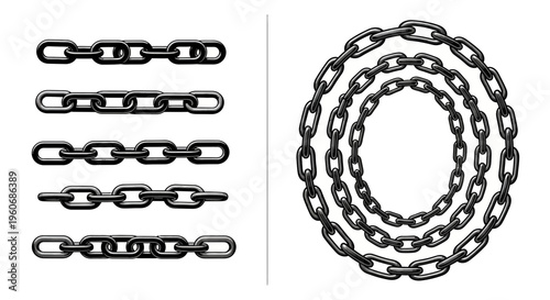 Chain links and chain loops illustrations