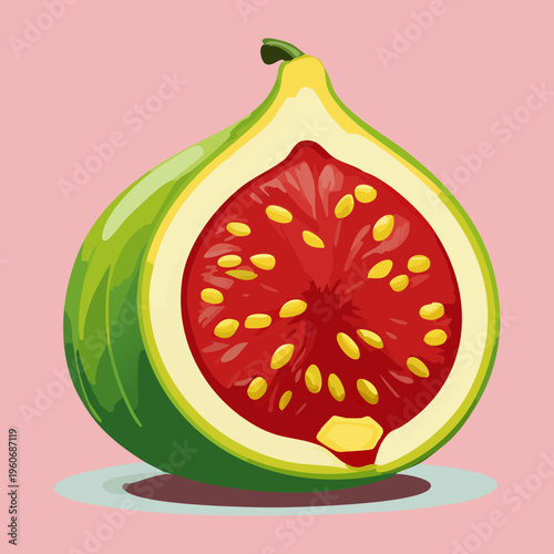 Whole red plum for summer fruit harvest and traditional kitchen still life organic food graphics - Vector Illustration