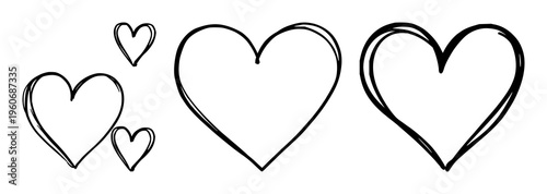 Heart set with continuous thin contour love shape drawing featuring heart, love symbol, romance with greeting card and web banner