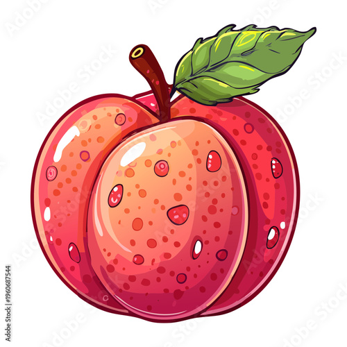 Whole red apple for autumn harvest and traditional kitchen still life organic food graphics - Vector Illustration