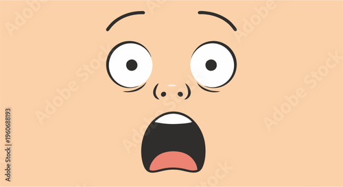 Close-up of a surprised cartoon face with wide-open eyes and mouth, conveying shock and astonishment