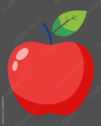 Red apple for autumn harvest and traditional kitchen still life organic food graphics - Vector Illustration