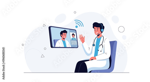 Doctor on Video Call, Telemedicine Consultation, Online Healthcare, Doctor Patient Communication