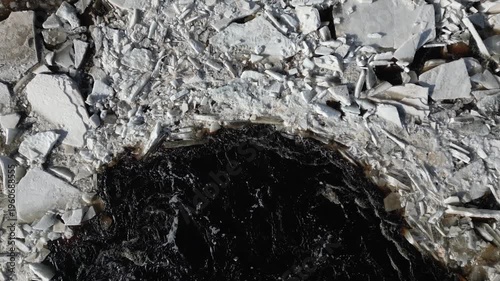 Ice jam in the Koitelinkoski rapids in early spring, Oulu Finland