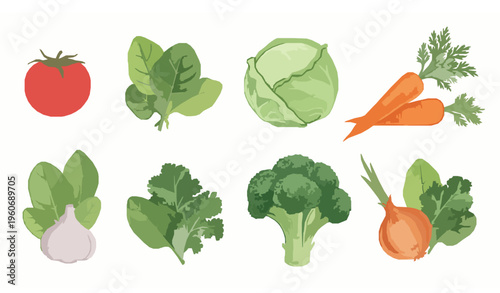 Watercolor vegetable clipart collection fresh organic food isolated vector set