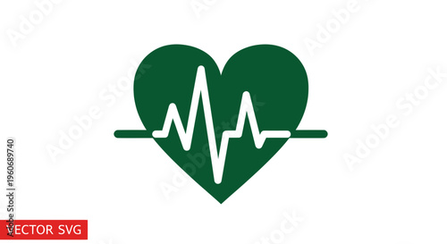 Green Heartbeat Pulse Icon Vector - Health and Medical Symbol