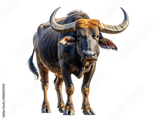 Firefly full shot of a carabao standing on a plain white background