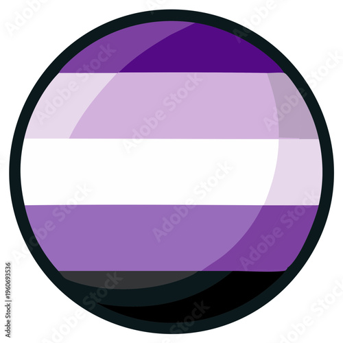 Circular emblem displaying the agender pride flag colors with a glossy effect and dark border