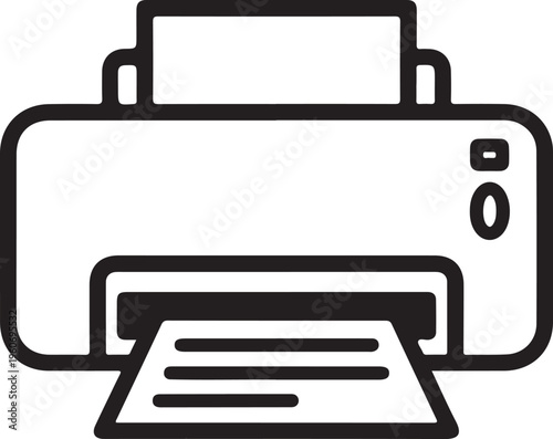 Printer vector icon, minimalist office laser printer line art illustration isolated on white background