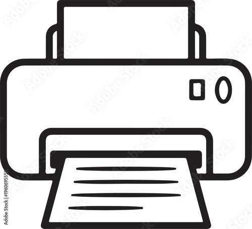 Printer vector icon, minimalist office laser printer line art illustration isolated on white background