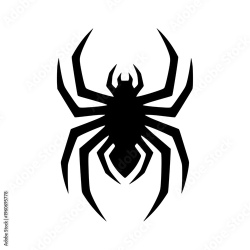 Black Spider Silhouette with Sharp Tribal Design