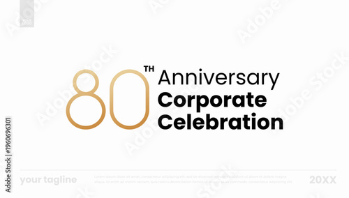 80th anniversary corporate celebration gold minimal logo banner template