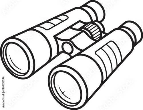 Binoculars Line Art Illustration - Vision and Discovery Concept Icon