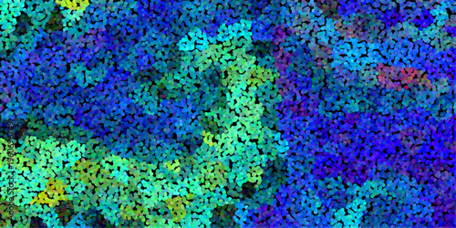 Abstract Mosaic of Blue Green and Purple Dots Creating a Textured Organic Pattern stippled pointillism