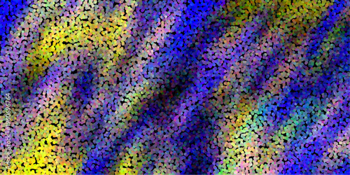 Abstract Dotted Texture with Yellow Blue Purple and Green Hues in a Dynamic Swirl stippled pattern