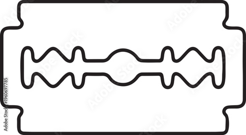 Classic Stainless Steel Safety Razor Blade Icon - Minimalist Shaving and Barber Shop Tool Line Art Illustration