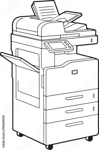 Professional Office Photocopier - Multifunction Printer and Scanner Machine Vector