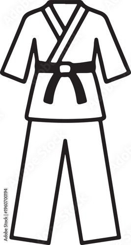 Martial Arts Uniform Gi with Black Belt Karate and Judo Full Set Line Art