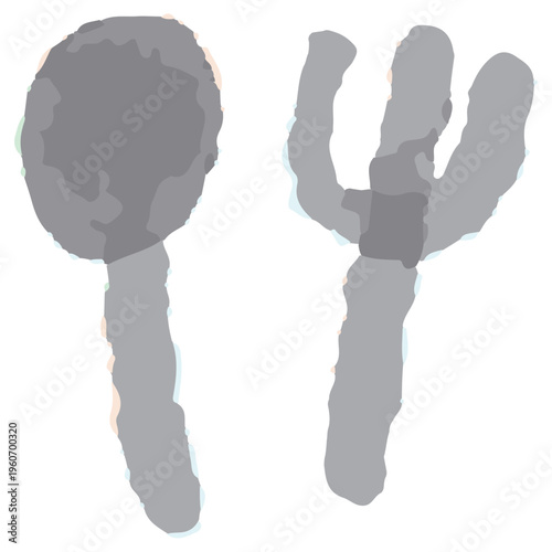 スプーンとフォークのアイコン・給食 水彩のぬくもり：幼稚園HP用ベクターアイコン