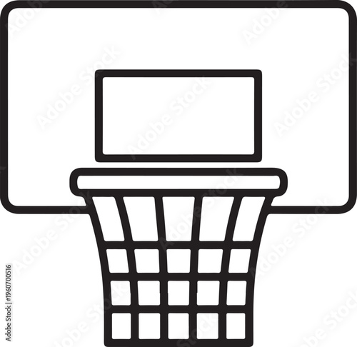 Basketball Hoop and Backboard Line Art Vector Illustration
