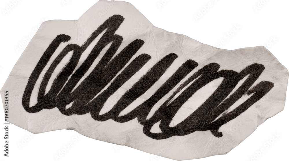 Fototapeta premium Black And White Vintage Crumpled Paper Hand Drawn Scribble Doodle Shape