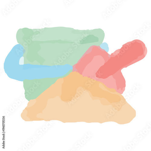 砂場遊びのアイコン・外遊び 水彩のぬくもり：幼稚園HP用ベクターアイコン