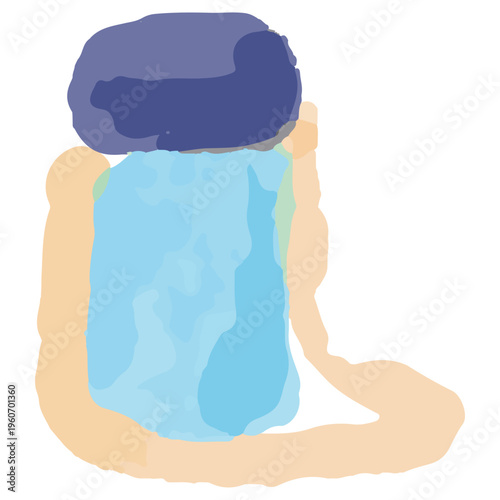 水筒・ボトルのアイコン・園生活 水彩のぬくもり：幼稚園HP用ベクターアイコン