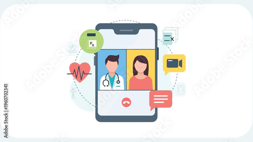 Online medical consultation on smartphone with doctor and patient video call