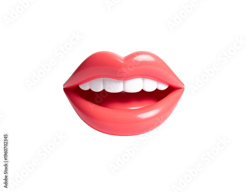Cartoon mouth emoji with open smile and white teeth
