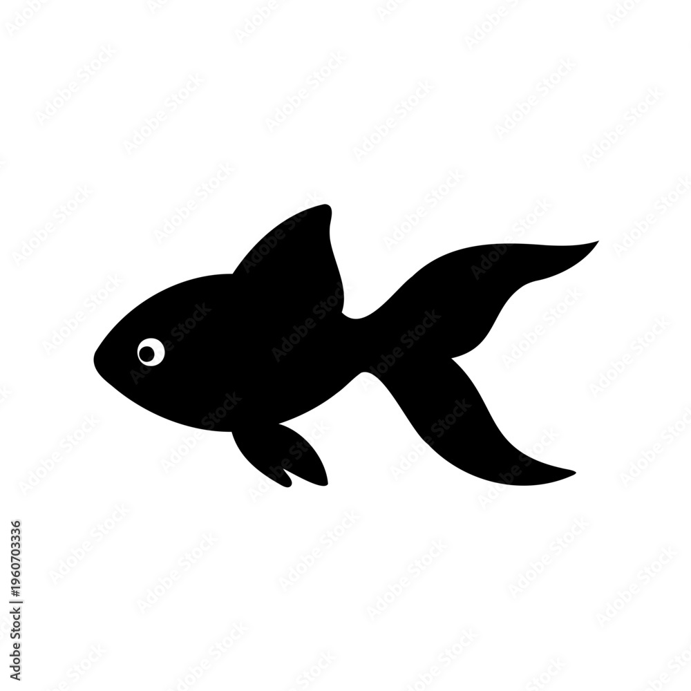 Obraz premium Stylized silhouette of a goldfish with big tail and simple eye
