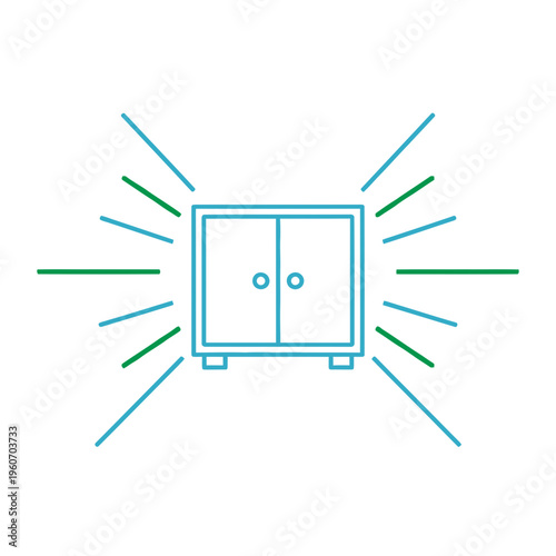 A glowing safe with radiant lines