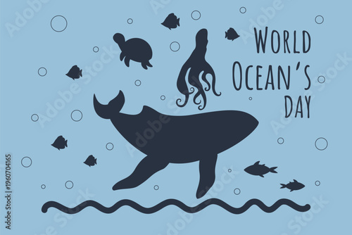 World oceans day vector illustration