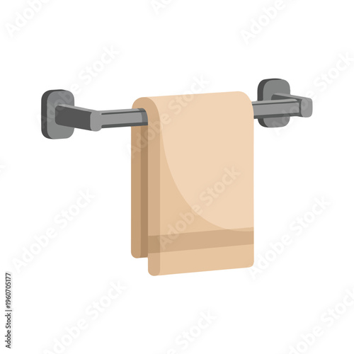 Beige Towel on Metal Hanging Rack Vector