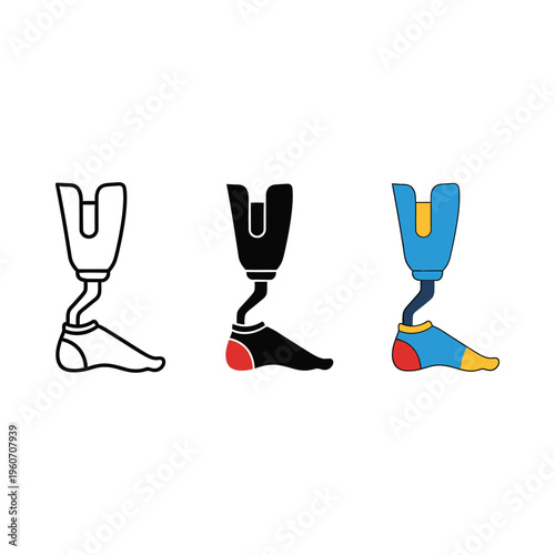Evolution of prosthetic legs from basic to advanced designs with color differentiation