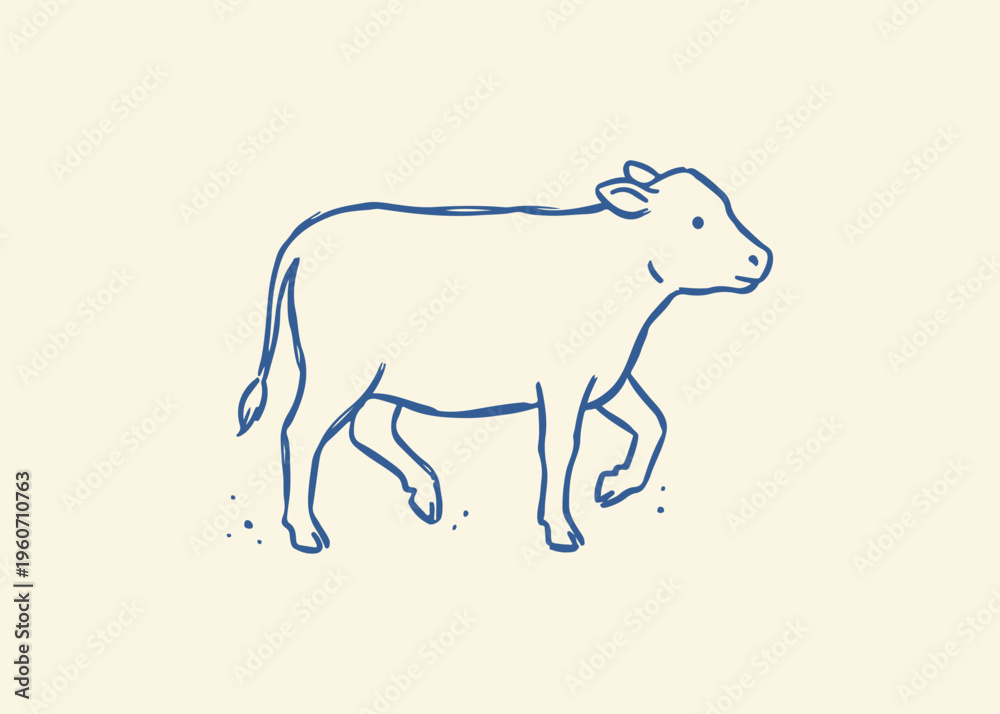 Obraz premium Cow naive hand drawn vector illustration