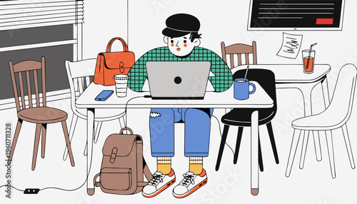 Man Engaged In Online Shopping On Laptop At Home Desk