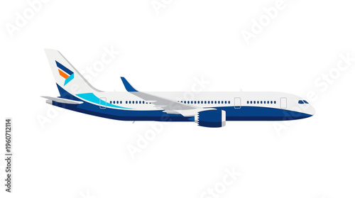 Modern minimalist illustration of a commercial passenger jet in flight, symbolizing international travel and efficient air transport services.